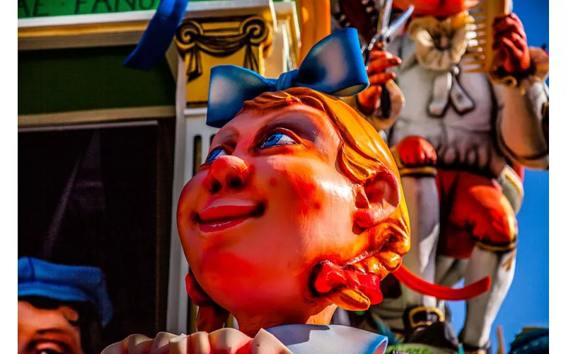 Detail of a statue on an allegorical float during Fano Carnival in the Marche region