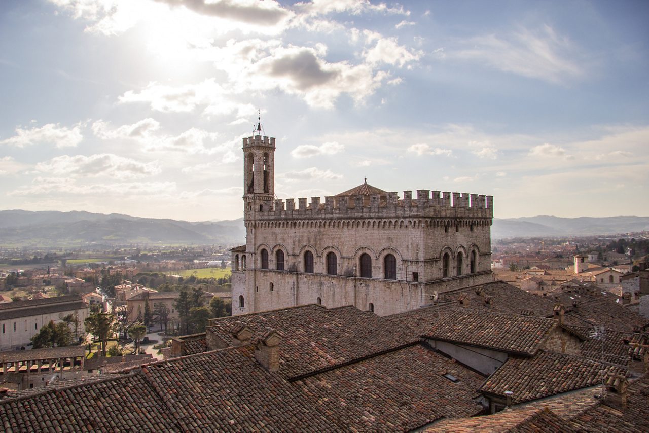 Palazzo dei Consoli and panoramic view, Gubbio