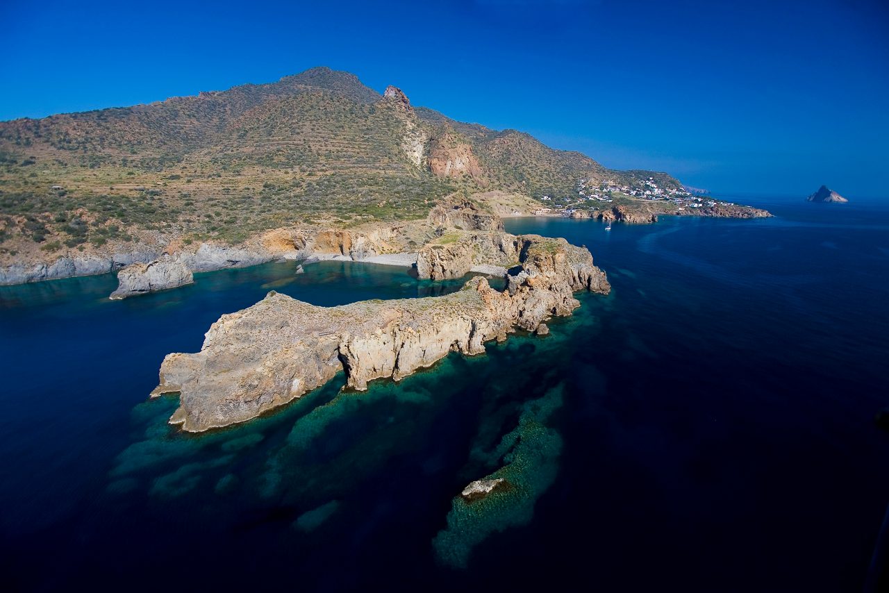 an aerial view of Panarea, Aeolian Island, Sicily, Italy, Europe