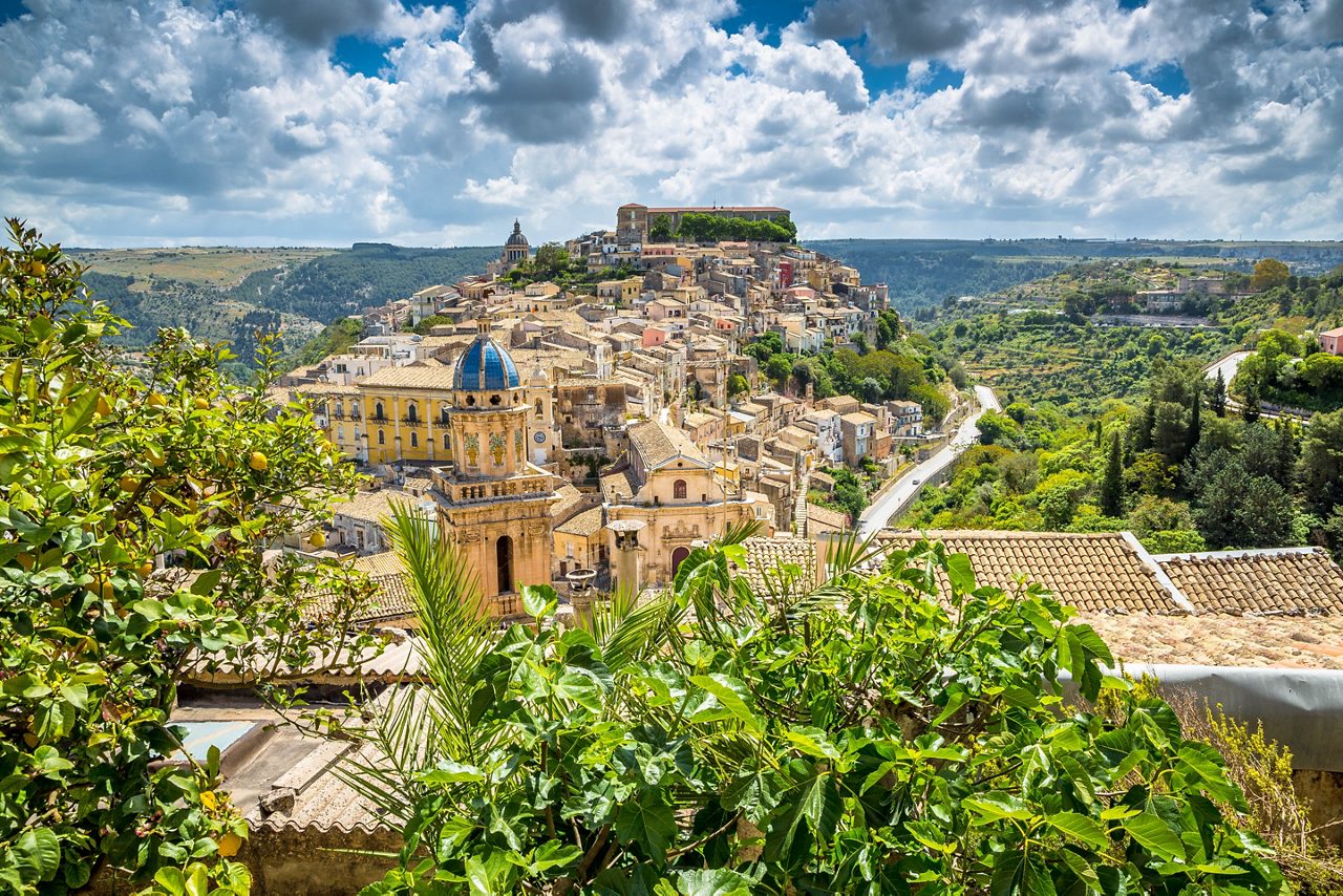 The baroque town of Ragusa Ibla in Sicily. Historic center called Ibla built in late Baroque Style. Ragusa, Sicily, Italy, Europe.