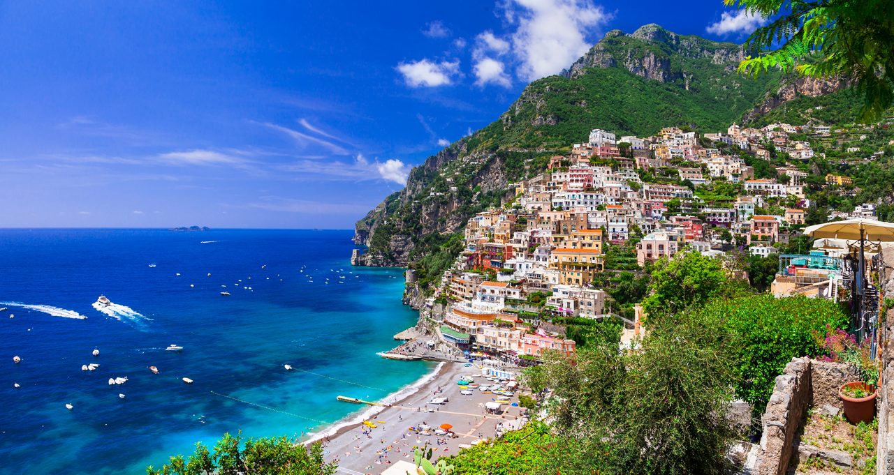 Pictorial coast Amalfitana. Campania region of Italy