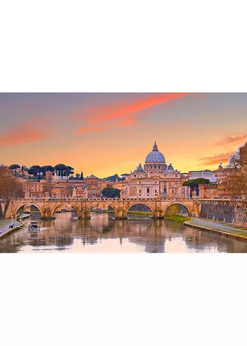 Veduta del Tevere e della Cupola di San Pietro, Roma, Lazio