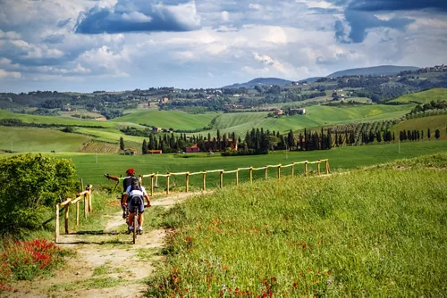 Ciclisti in una tratto turistico della Toscana
