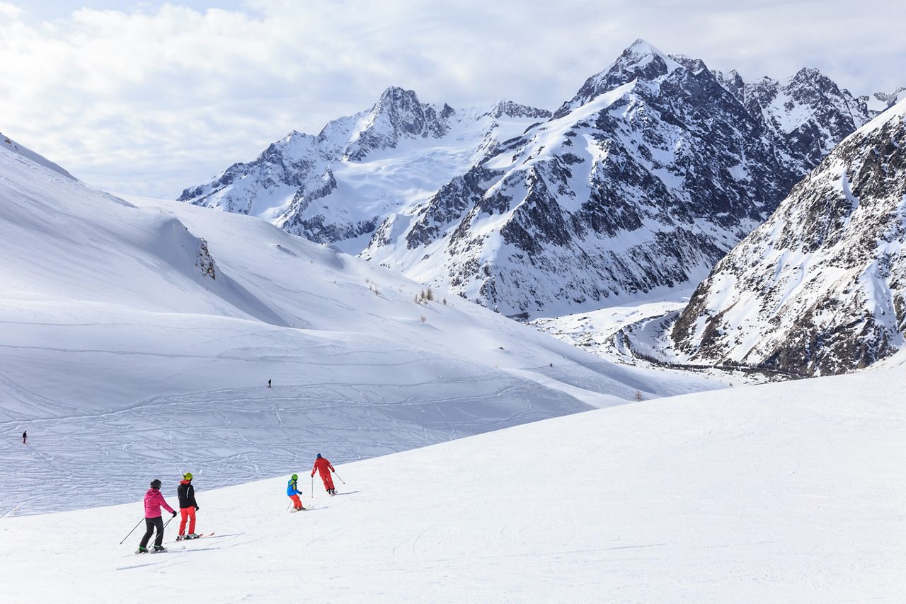 Aosta Valley in winter - Alps in Courmayeur, Italy