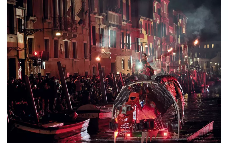 Parade along the canals at the Venice Carnival