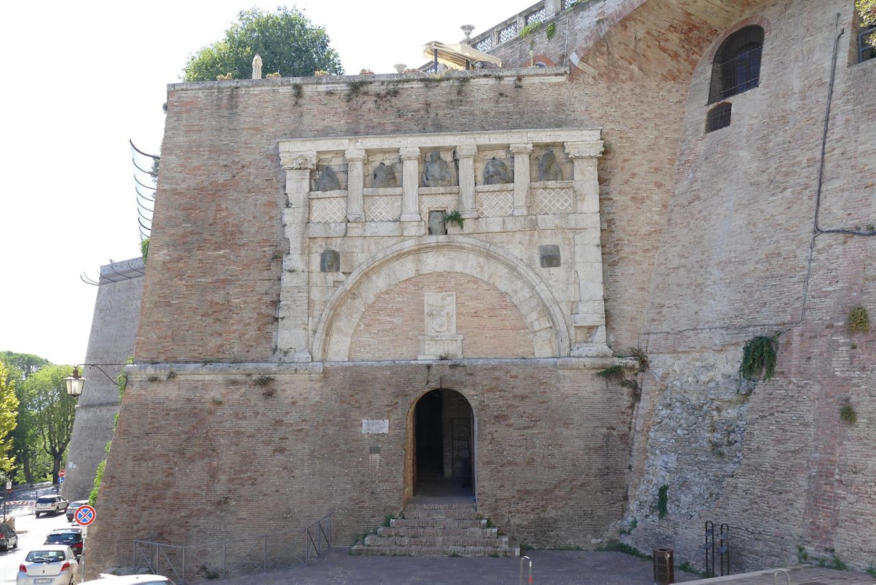 Porta Marzia gate in Rocca Paolina medieval military fortress. It is situated in Perugia, Italy.