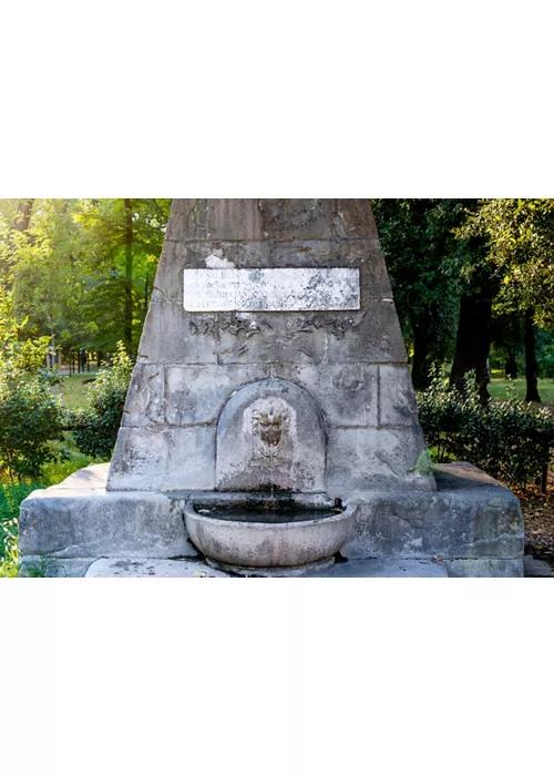 Immagine da vicino della Fontana del Narciso all’interno del Parco delle Cascine di Firenze.