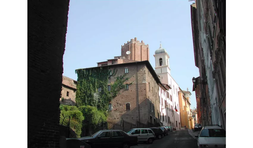 Salita del Grillo with view of the Tower of the Militia