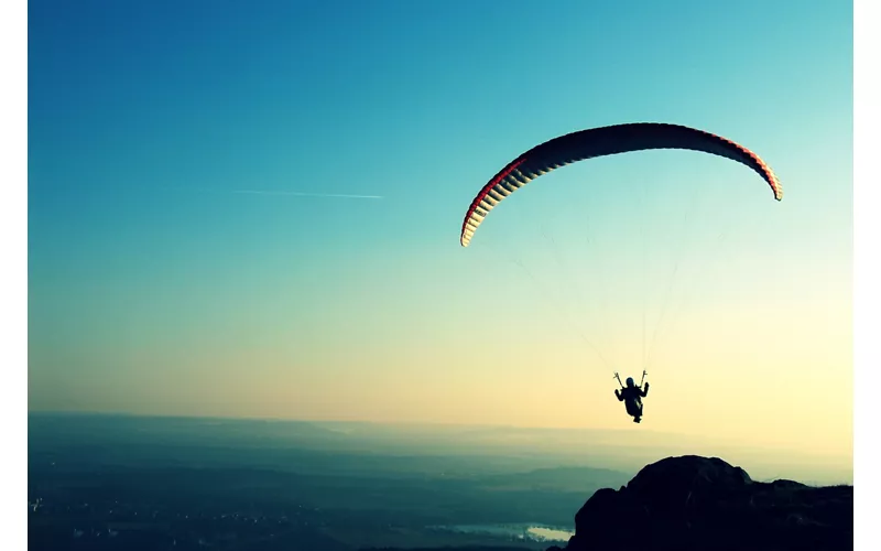 View of a person paragliding