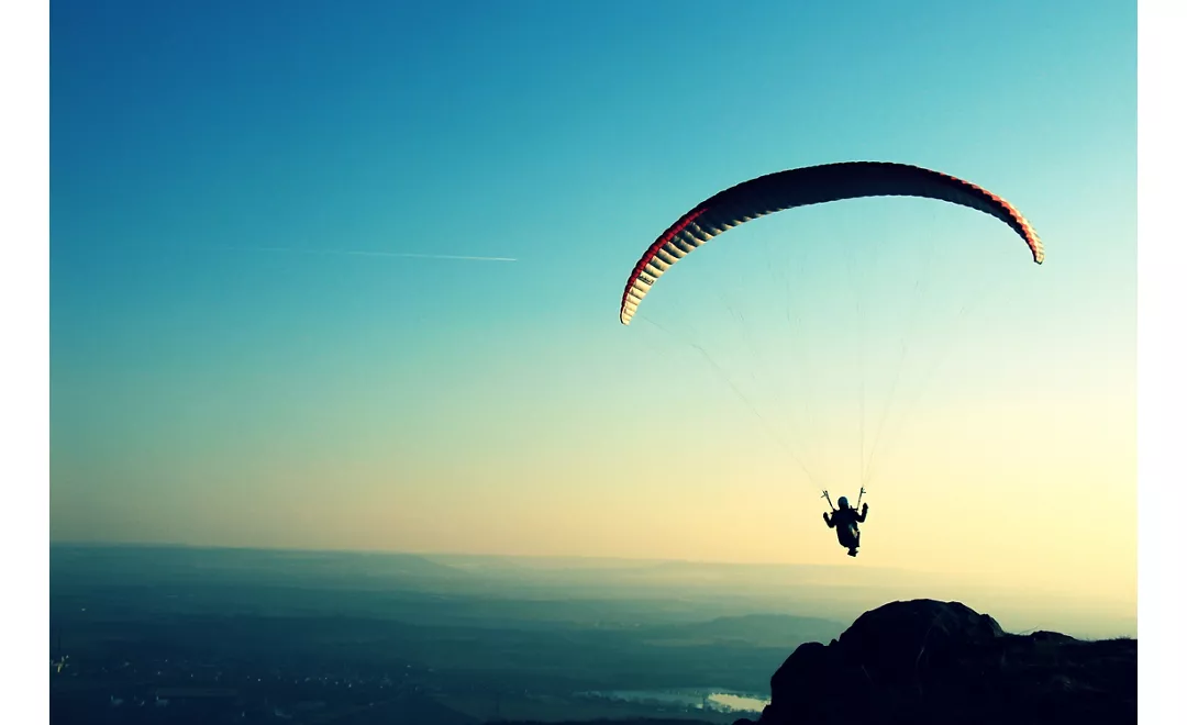 View of a person paragliding