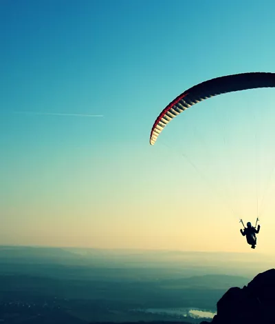 View of a person paragliding