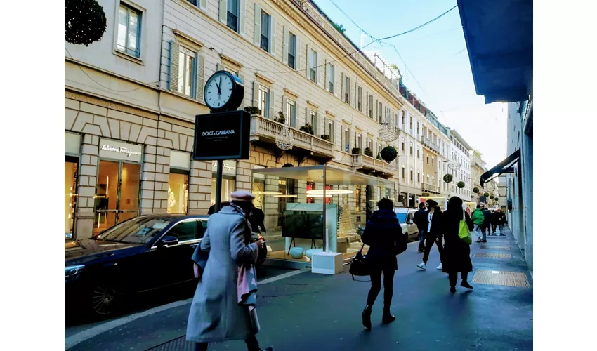 Milan,Italy Via Monte Napoleone Upscale Shopping Street With