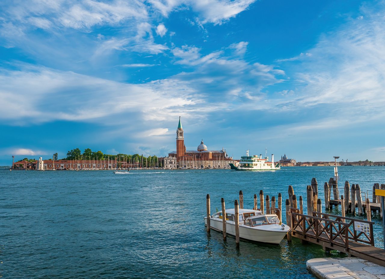 Skyline of Venice and San Marco square seen from Biennale - Venice Italy
