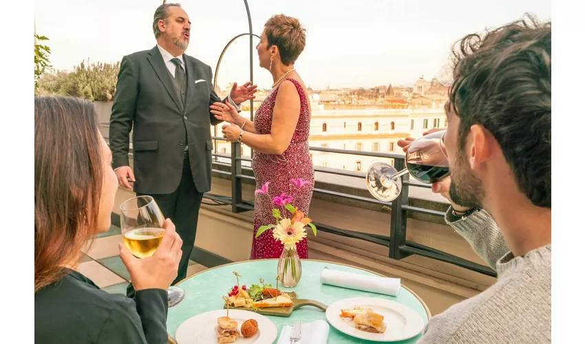 Roma: Opera sul tetto di Trastevere + Aperitivo + Vino