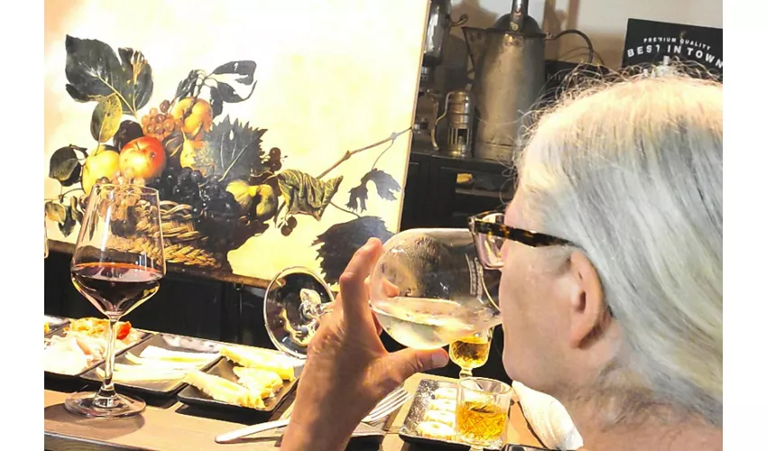 Roma: Degustazione di vini locali + tour guidato dei dipinti di Caravaggio