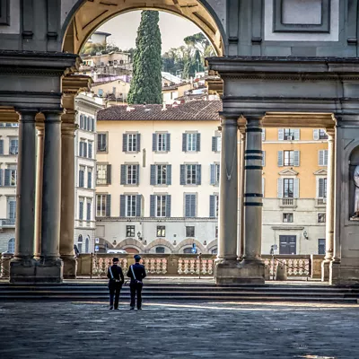 A futuristic appearance at the Uffizi Gallery