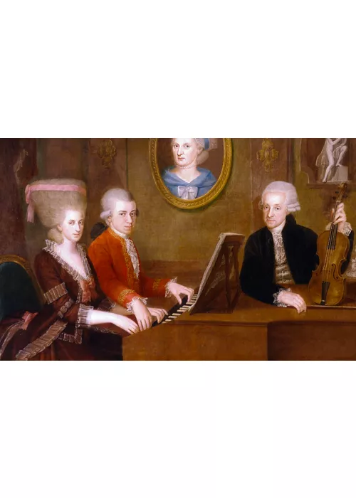 Mozart al piano con la sorella Maria Anna e il padre Leopold