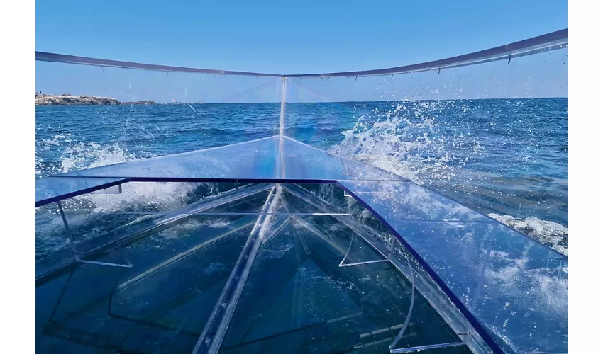 Siracusa: Tour in barca trasparente della costa e delle grotte marine + sosta per nuotare