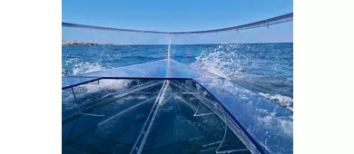 Siracusa: Tour in barca trasparente della costa e delle grotte marine + sosta per nuotare