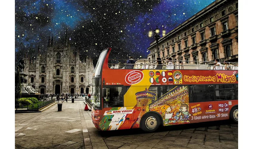 Milano: Tour notturno in autobus scoperto + guida audio