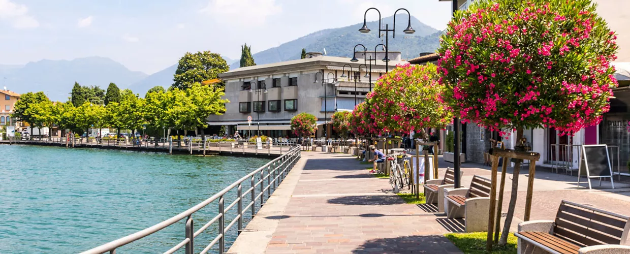 Promenade street in Iseo city, Iseo lake, Italy