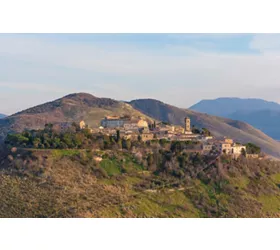 Sabina (Italy) - The landscape of area in province of Rieti, central Italy, from the San Martino abbey ruin in Fara Sabina. Here in particular: Fara in Sabina historic center