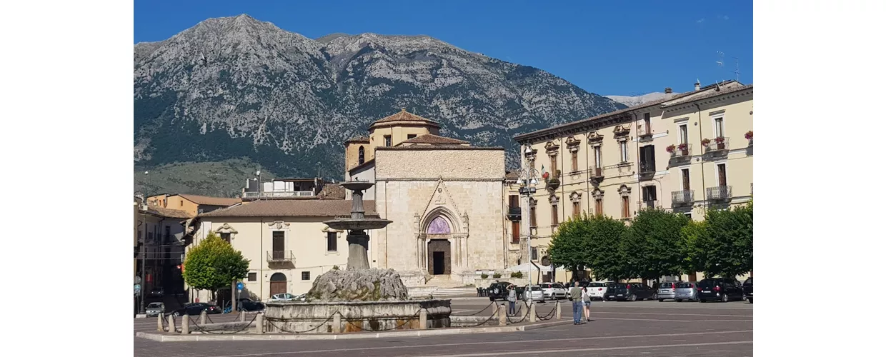 Impressive view of Sulmona historical center and its majestic