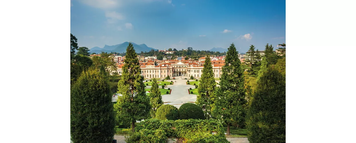 The Palazzo Estense in Varese, italy. Panoramic view form a hill